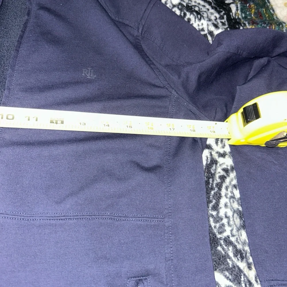 Ralph Lauren mock neck jacket in navy blue full zip pocket monogram sz large - Picture 9 of 11